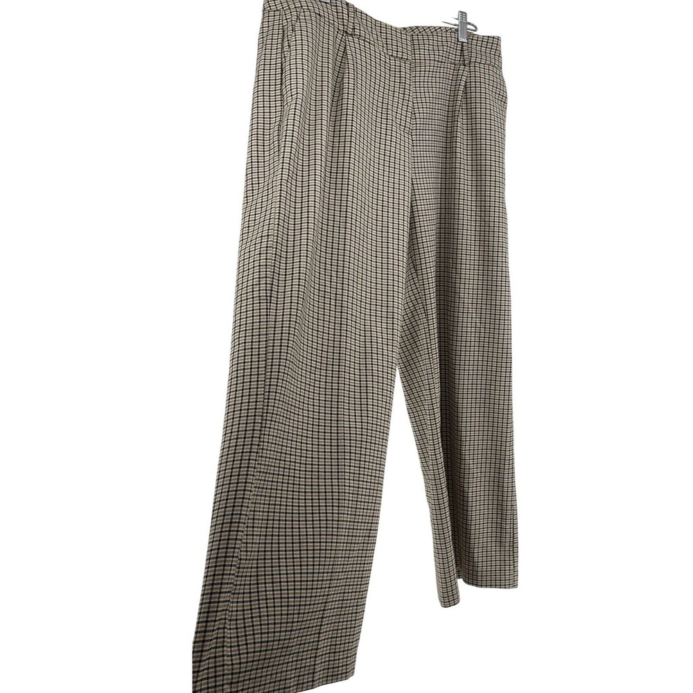 Wide Leg Career Pant Women's 10P Yellow Black Plaid Classic Old Money Capsule